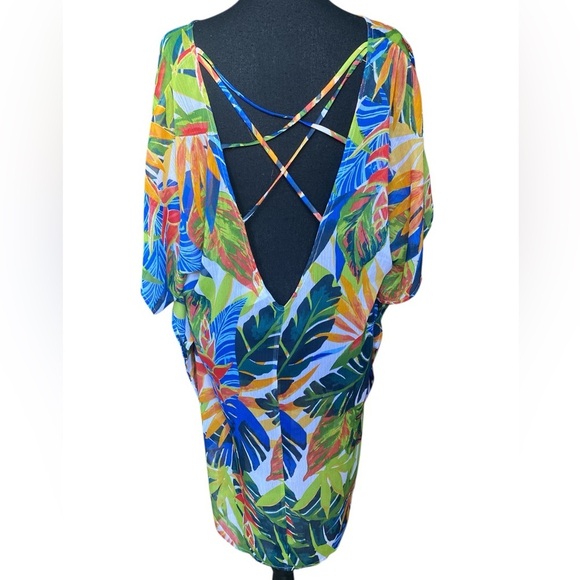Kona Sol Tropical Swim Coverup with Strappy Back Womens Size XL NWOT Beach - Picture 10 of 10